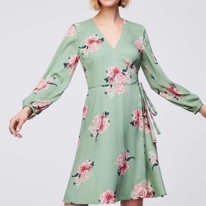 Loft Tie waist plunge neck floral dress.